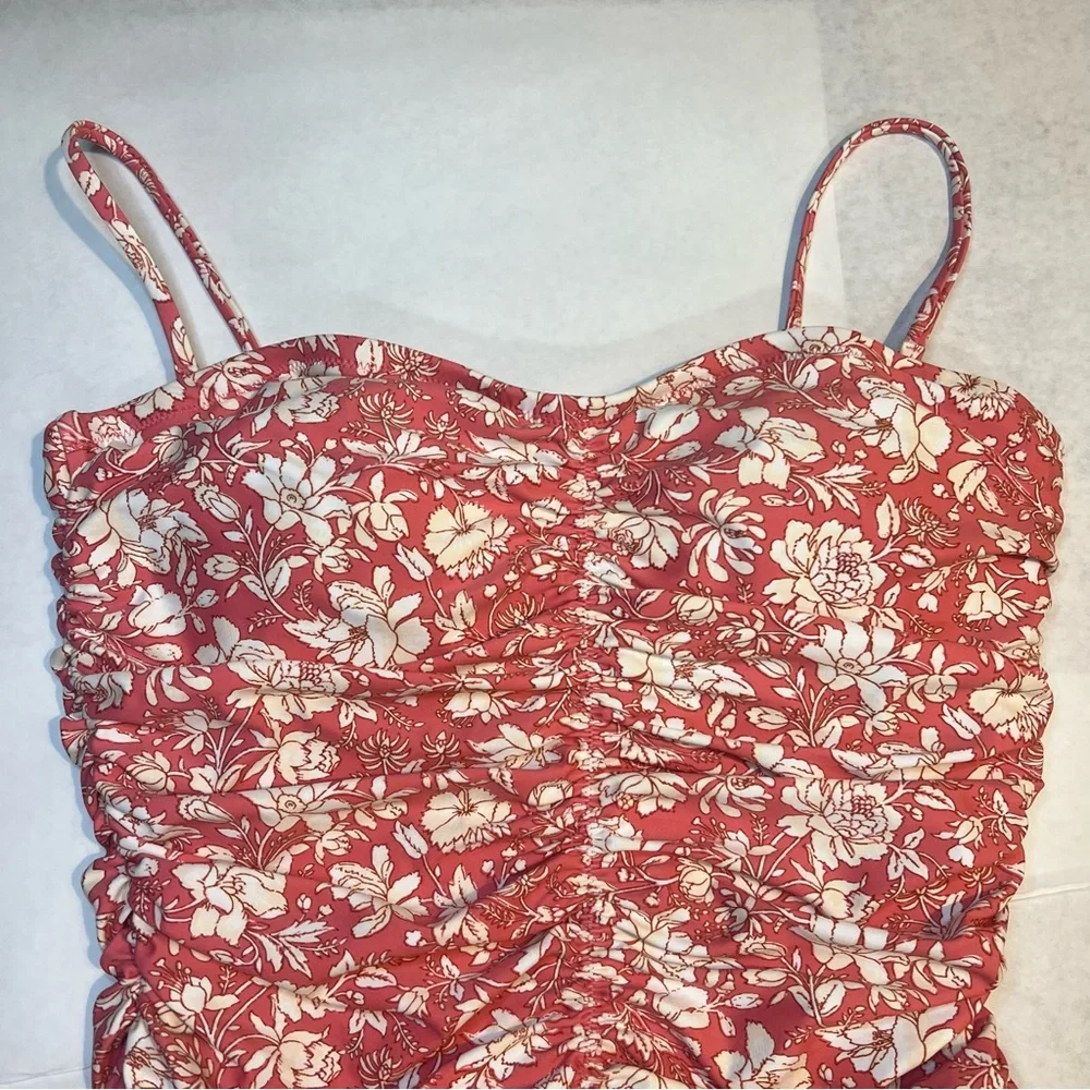 J. Crew Ruched sweetheart one-piece in tossed floral